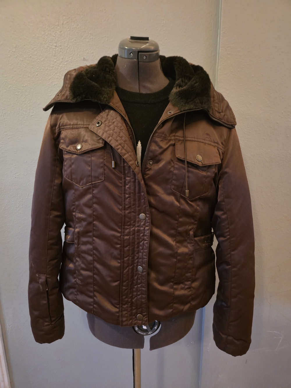 JLo Brown Women's Insulated Hooded Faux Fur Jacket
